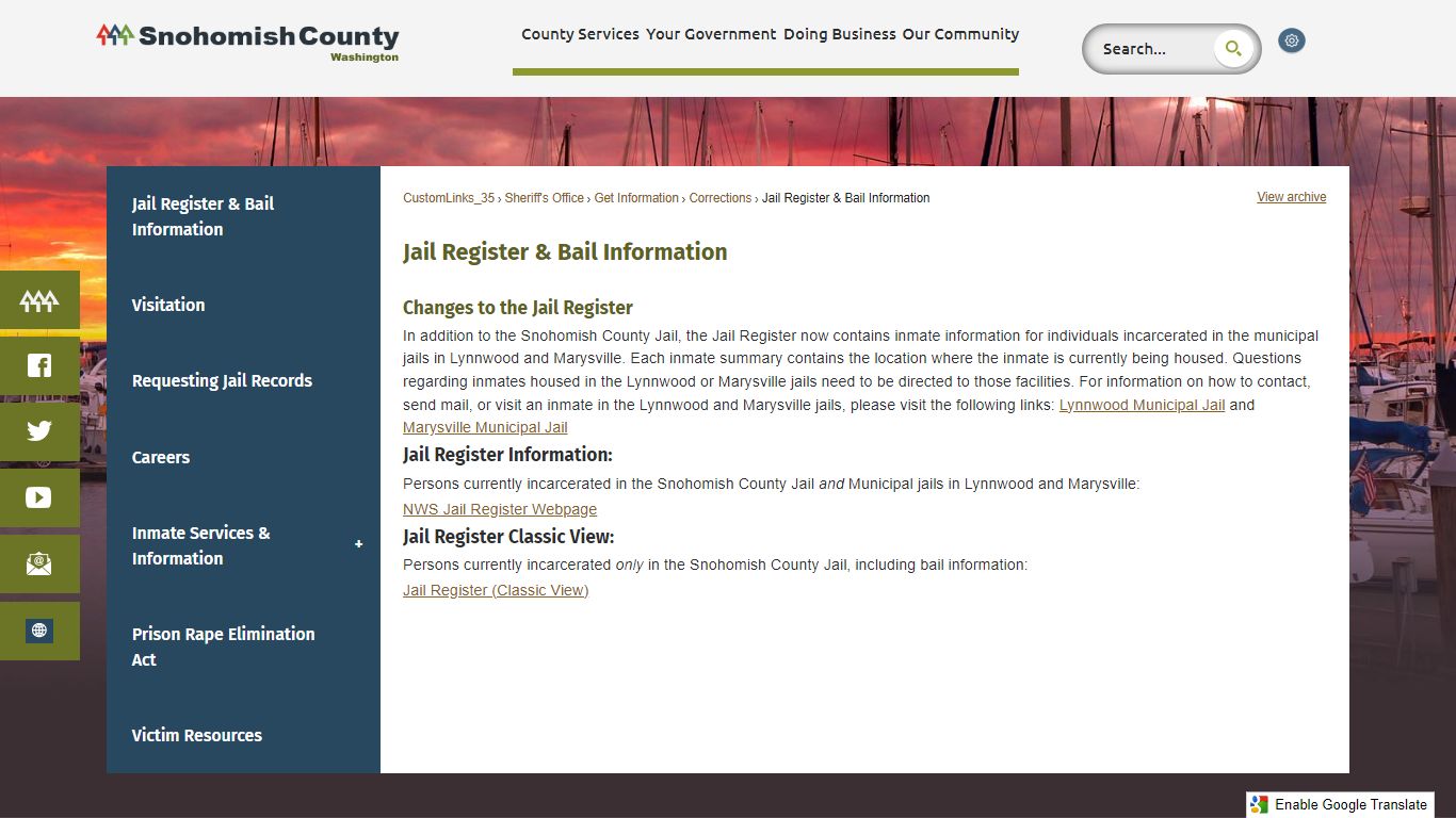 Jail Register & Bail Information - Snohomish County, Washington